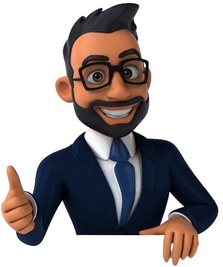 Cartoon man in suit giving thumbs up